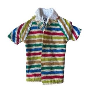Vintage Original Mattel Barbie Doll Allan Striped Swim Shirt Jacket 1960s READ